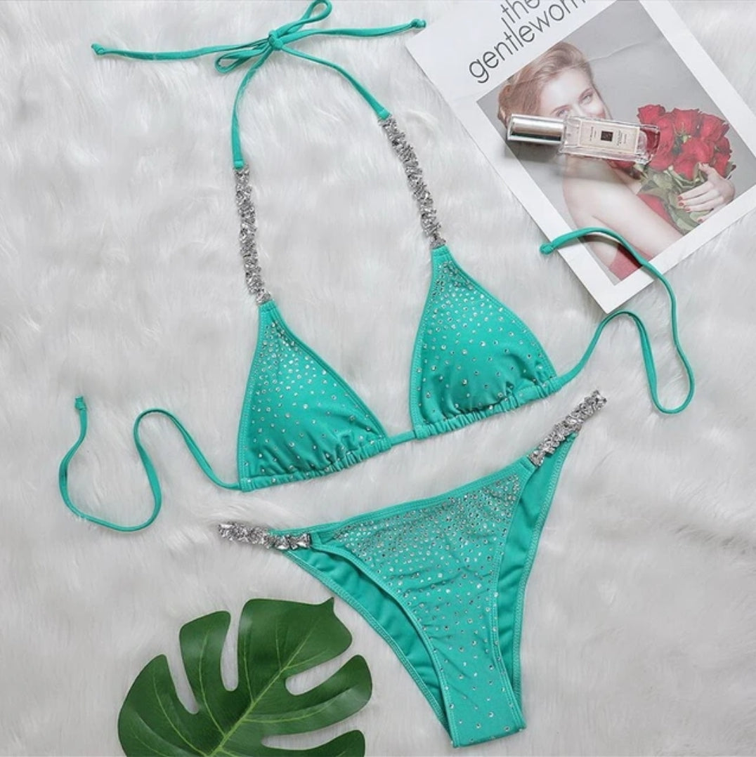 Zirconia Jewlled Bikini set