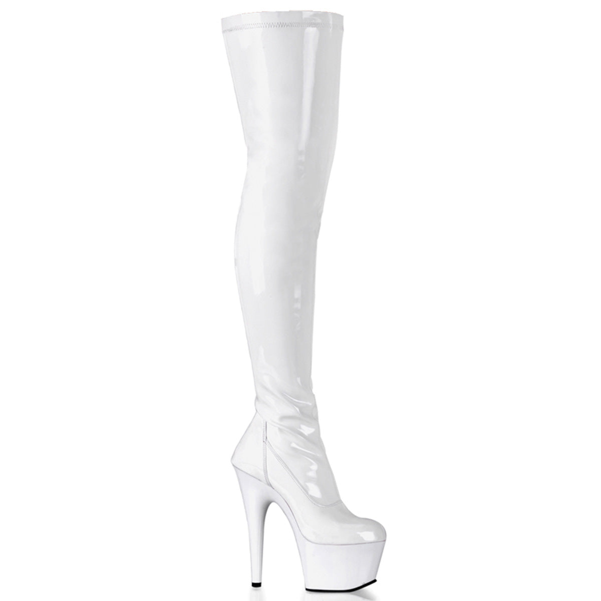 PLEASER ADO3000/W/M White 7 inch Thigh High Boots SIZE 6 ONLY
