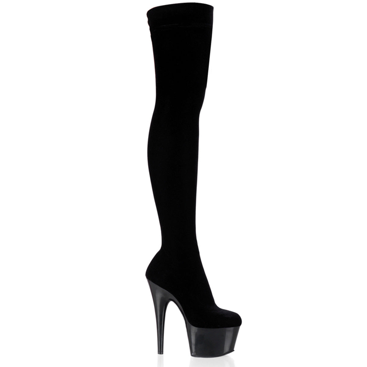 PLEASER ADO3002/B/VEL Black Velvet 7 Inch Thigh High Boots SIZE 6 9 REMAIN