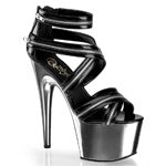 PLEASER ADO767/B/PWCH 7 Inch Zip Strap Heel SIZE 6 7 REMAINING