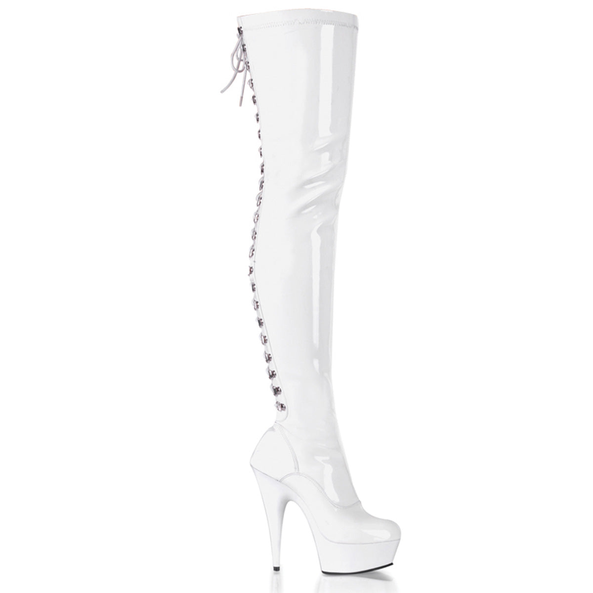 PLEASER DEL3063/W/M White 6 Inch Thigh High Boots SIZE 6 7 8 REMAIN