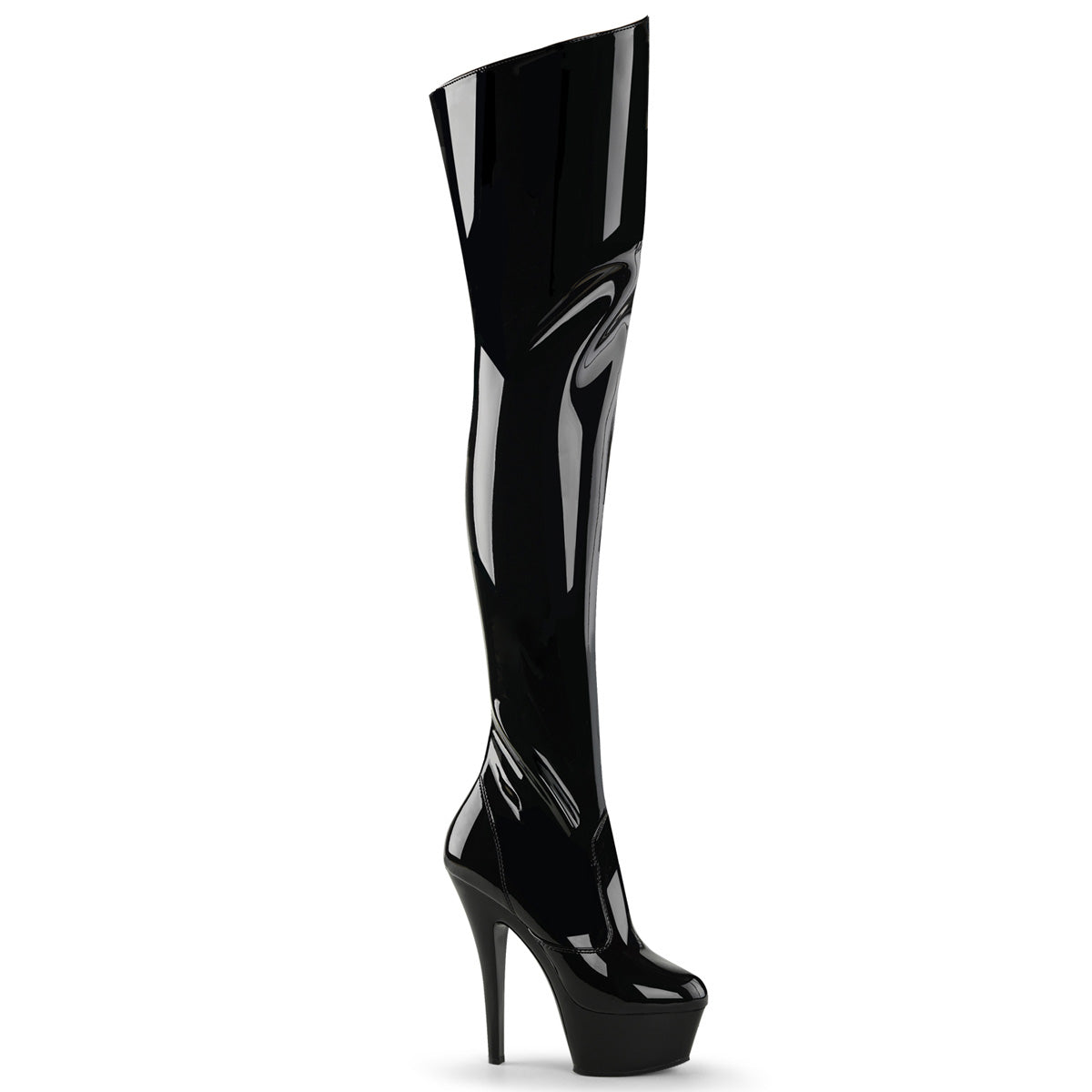 PLEASER KISS3010/B/M Shiny Black 6 Inch Thigh High Boots SIZE 6 12 13 REMAIN