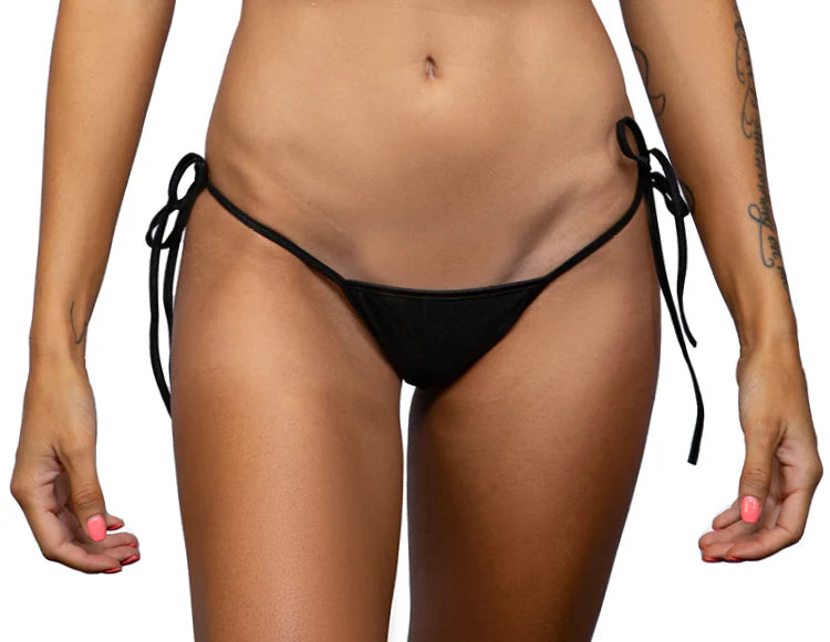 11007SLBK Tie Side Scrunch Back Bottom Thong