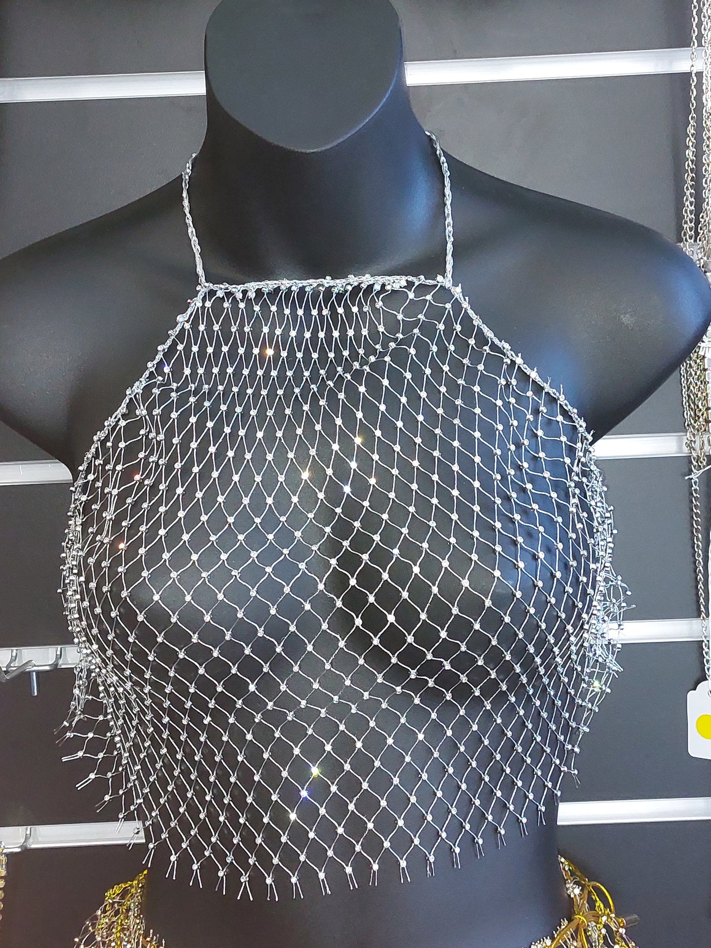 Lucy Beaded Fishnet Halter Top