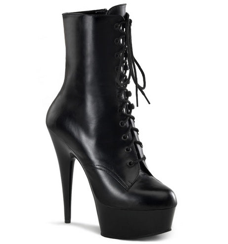 PLEASER DEL1020/B/LE Black Genuine Leather Ankle Boot Size 8 Only