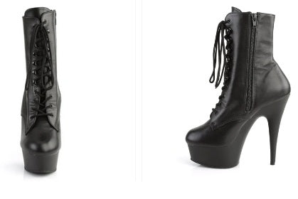 PLEASER DEL1020/B/LE Black Genuine Leather Ankle Boot Size 8 Only