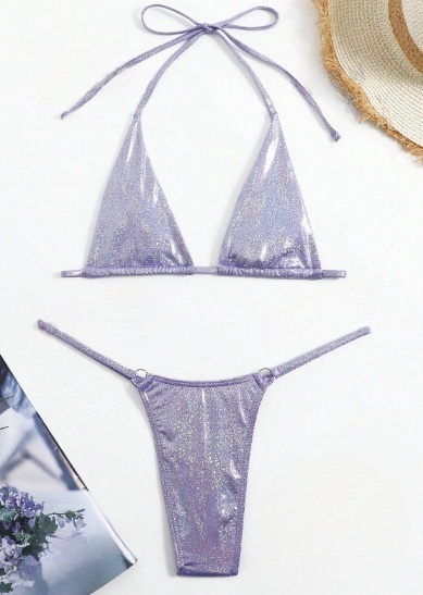 Kunzite Metallic Triangle Bikini