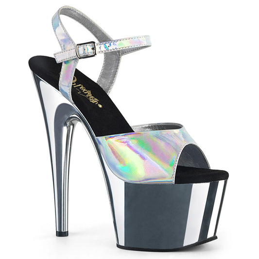 PLEASER ADO709HGCH/SHG/SCH 7 Inch Silver Hologram Chrome Heel