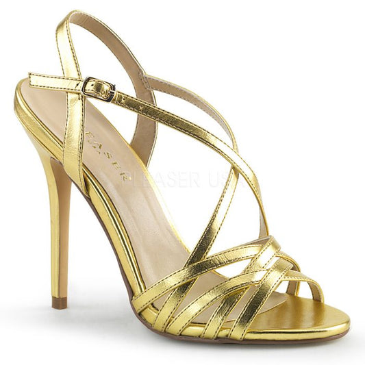 Pleaser AMU13/GMPU Stiletto Heel Ankle Strap Gold Sandals