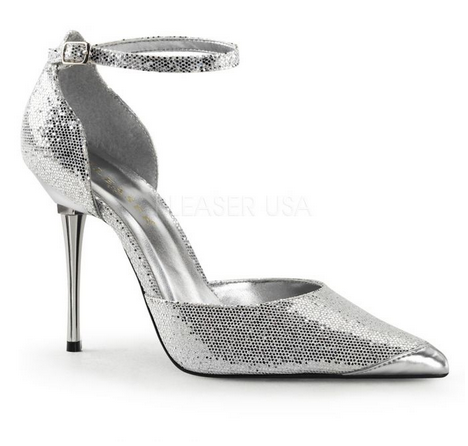 Pleaser APP21/SWVG Silver Woven Glitter Heel