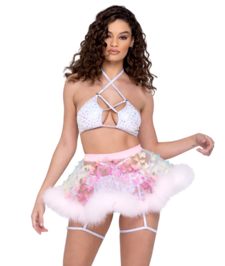 Artic Auora Sequin Fishnet Lace-Up Top 6231