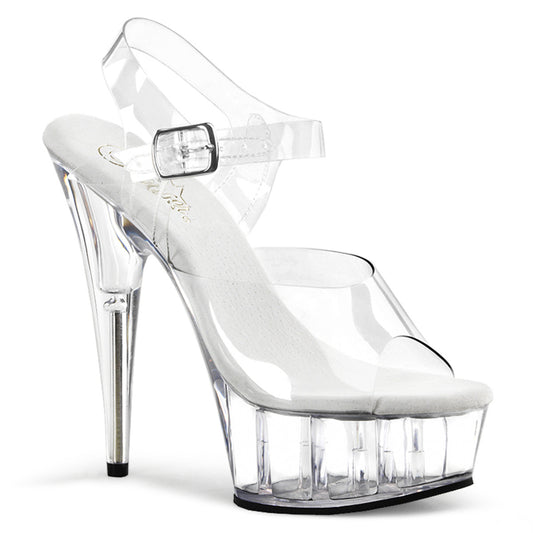 PLEASER DEL608/C/M 6 Inch Clear Heel