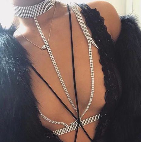 Diana Diamante Gold Bra Chain