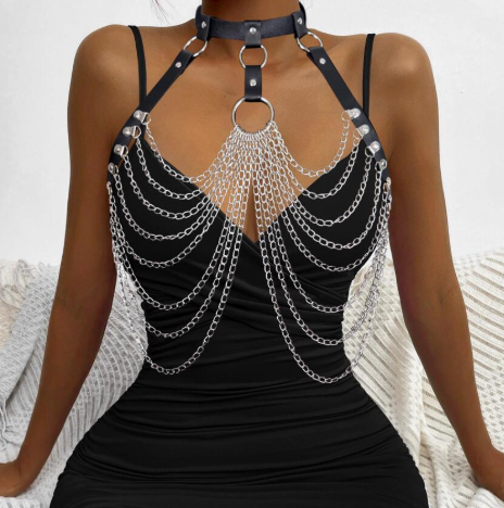 Ebony Chain Bra Cage Body Harness
