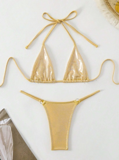 Golden Aurum Metallic Triangle Bikini
