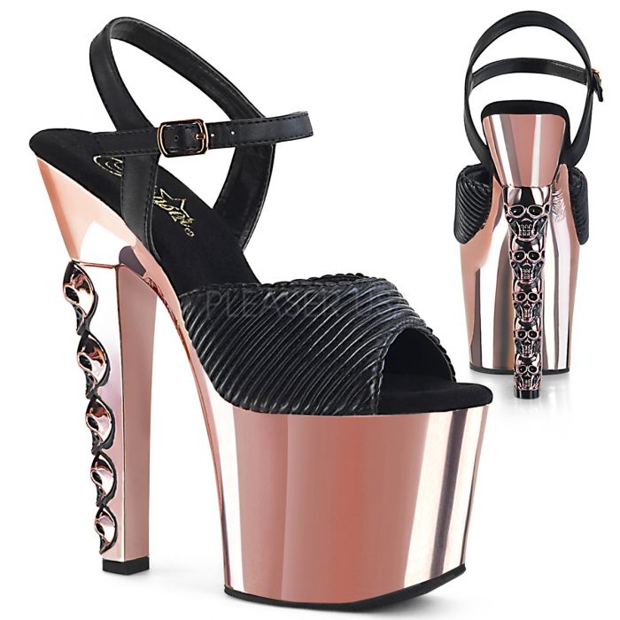 PLEASER HEX709 7 INCH  7-inch platform sandal with a 3 1/4 inch platform, and an ankle strap SIZE 6 ONLY