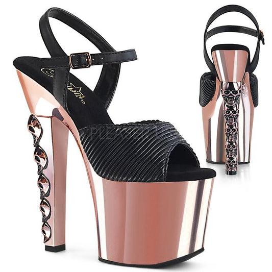 PLEASER HEX709 7 INCH  7-inch platform sandal with a 3 1/4 inch platform, and an ankle strap SIZE 6 ONLY