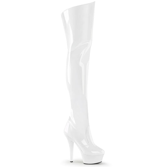 PLEASER KISS3010/W/M White 6 Inch Thigh High Boots