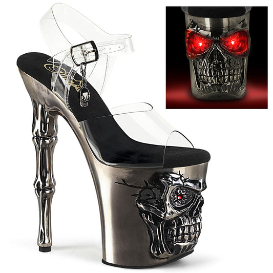 PLEASER RAPT808-LT/C/PWCH 7 Inch Skull Finger Bone Heel
