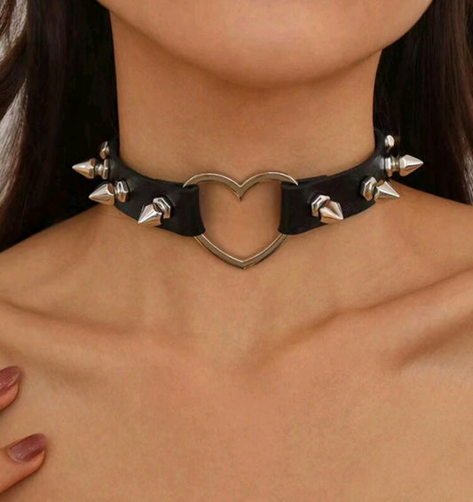 Bite Me Studded Heart Choker