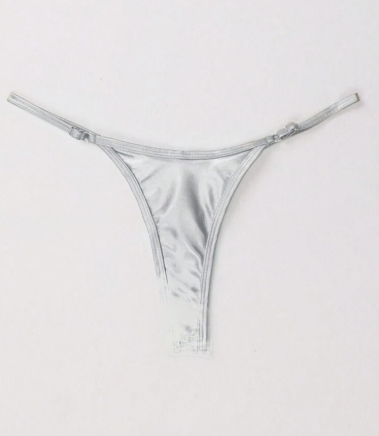 Silver Metallic Thong